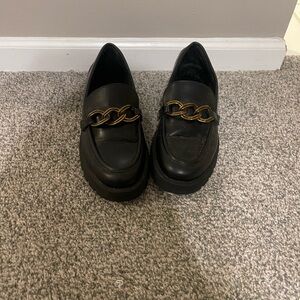 a new day Black Loafers with Gold Chain